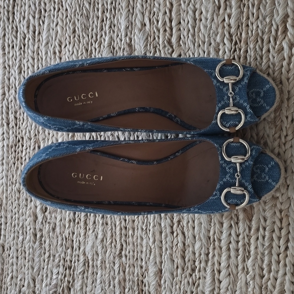 Gucci Wedges /  Blue Canvas Size 39
